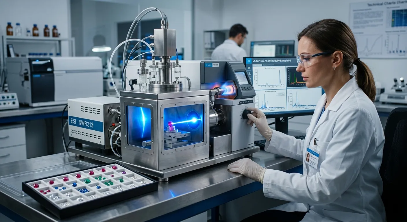 High-tech gemological laboratory using LA-ICP-MS for trace element analysis