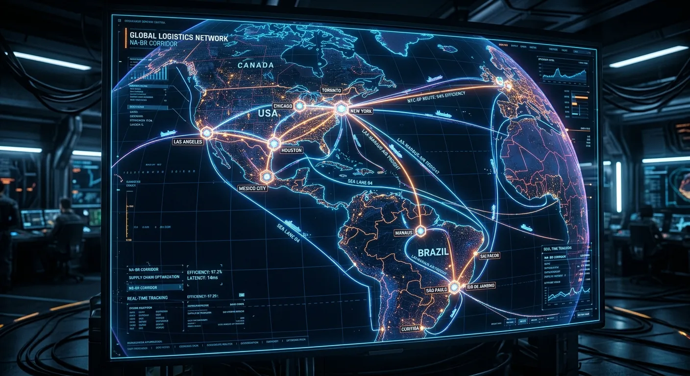 Digital map illustrating optimized local supply chain logistics