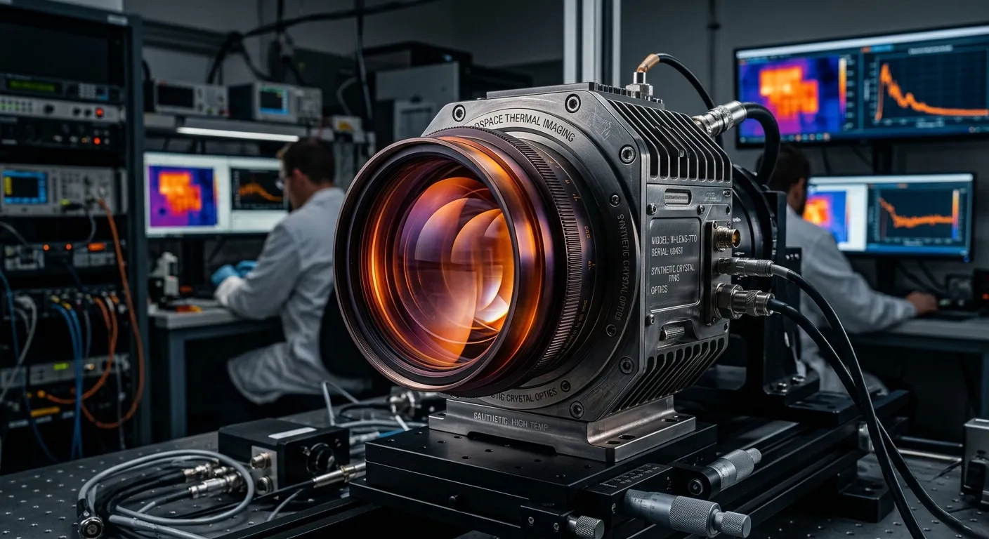Advanced synthetic crystal lens used in high-tech thermal imaging and aerospace targeting systems